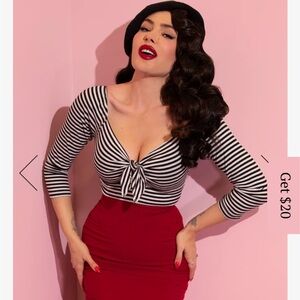 Vixen by Micheline Pitt black & white tie me up top